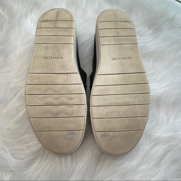 Vince Blair Black Leather Perforated Slide On Shoes - Picture 8 of 11